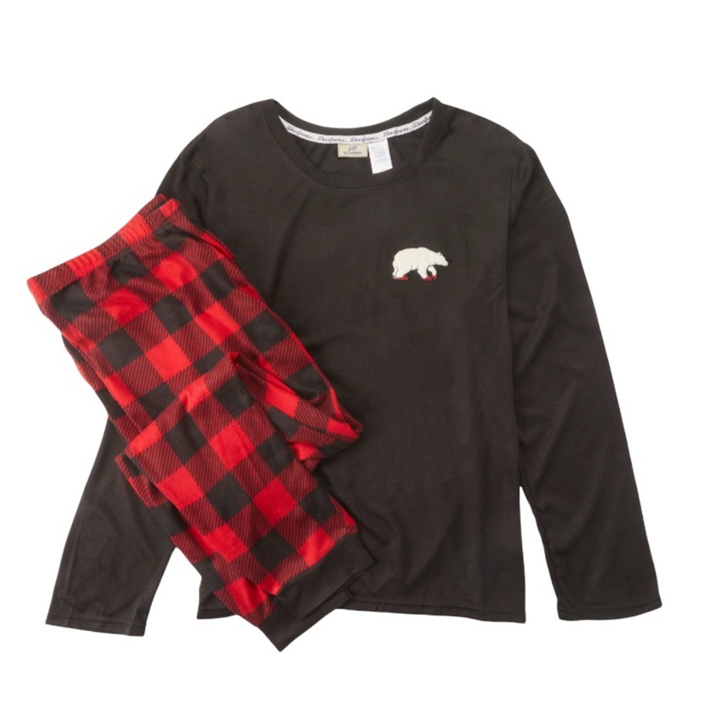 Womens Black & Red Buffalo Check 2-Piece Pajama Set